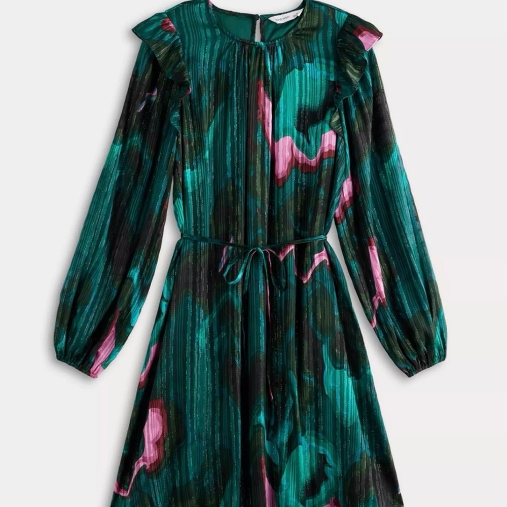 Nine West Green and Pink Midi Dress